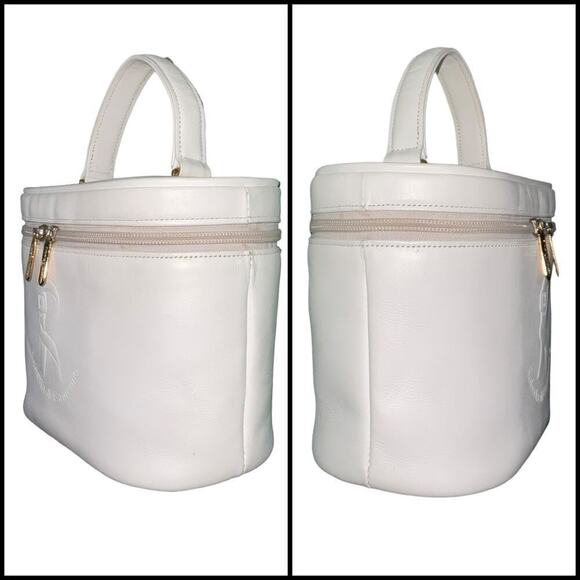 Vintage Roberta Di Camerino White Leather Makeup Case Top Handle Bag Purse Rare - Picture 4 of 15